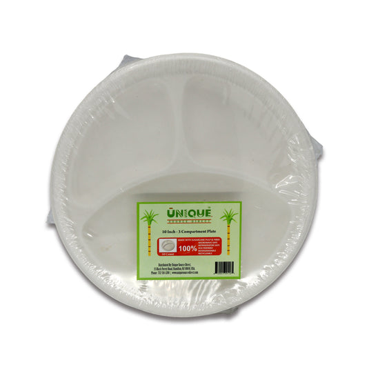 Unique 10 Inch 3 Compartment 50 Count