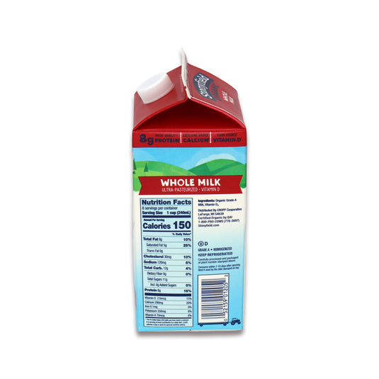 Organic milk Stony field half gallon